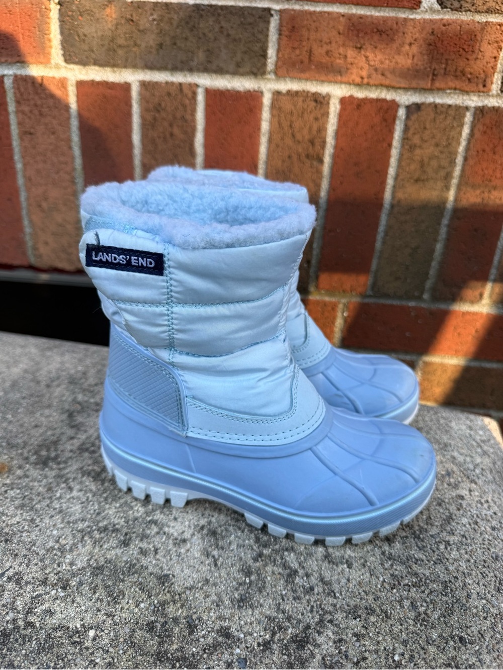 Lands’ End Kids Light Blue Insulated Snow Boots Youth Size 13